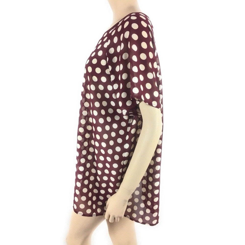 Michael Kors Womens Blouse XL Red Polka Dot Top - Picture 2 of 4